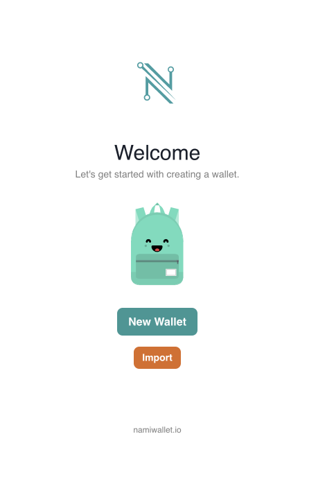 Creating a new Nami wallet